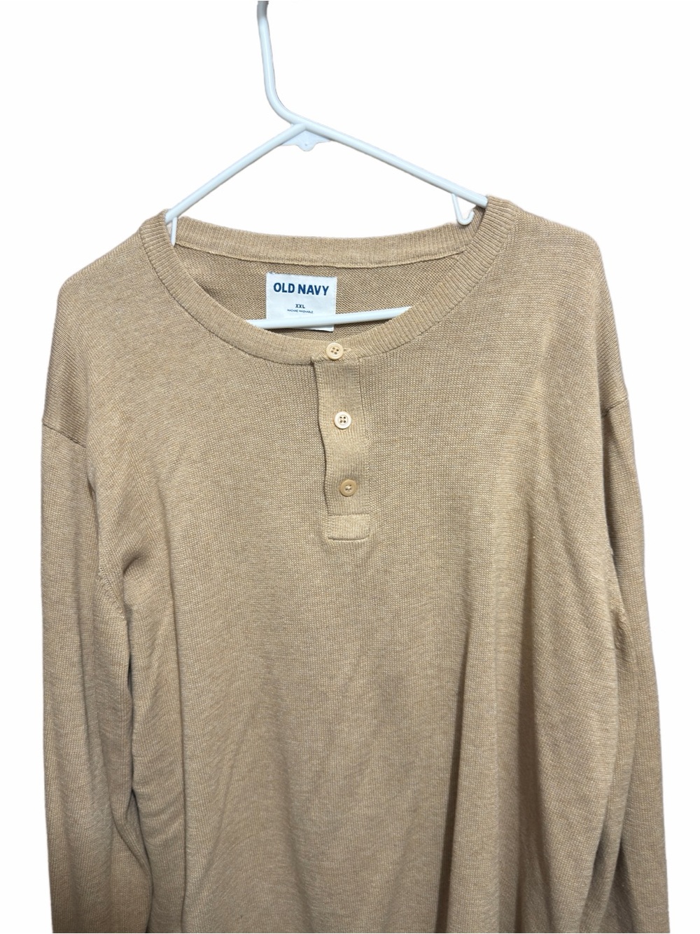 Old Navy Men’s Tan Henley Sweater Size XXL Excellent One Owner Sweater